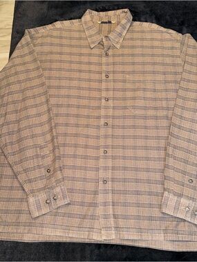 Vintage Royal Robbins Plaid Button Down Shirt XXL Brown Tan Outdoor Workwear